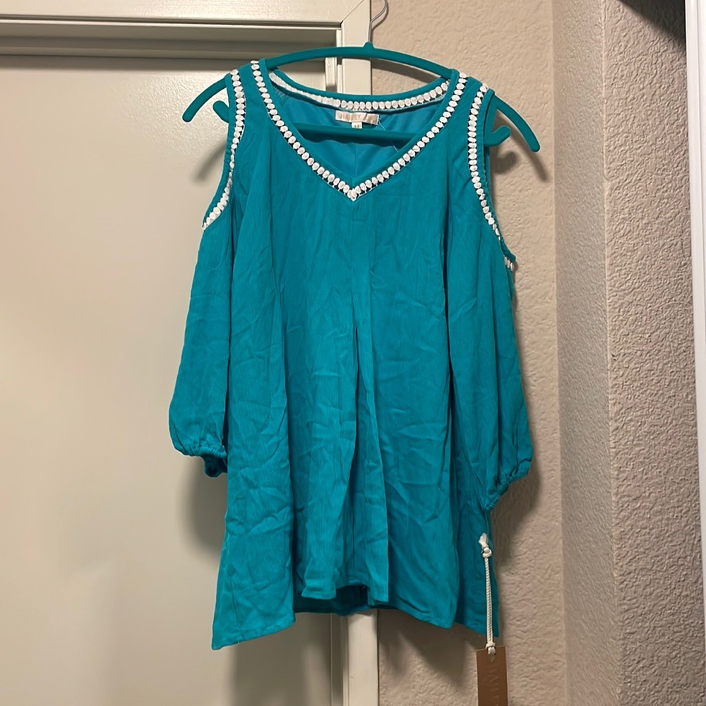 Teal Hailey Lyn cutout shirt